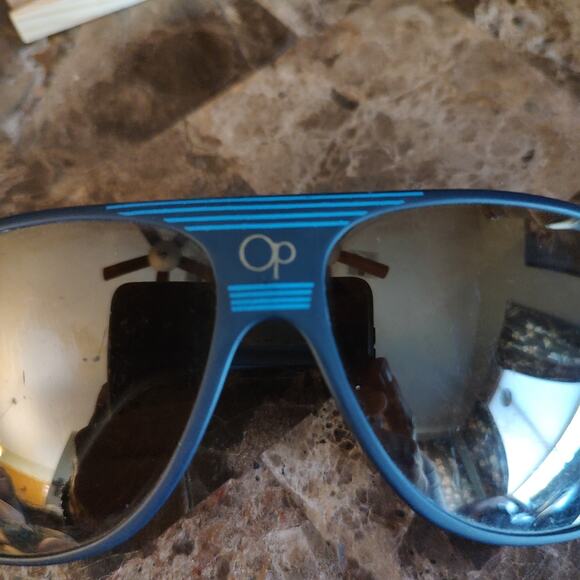 Vintage OP Ocean Pacific Sunglasses Made in France Blue Frame - Picture 1 of 12